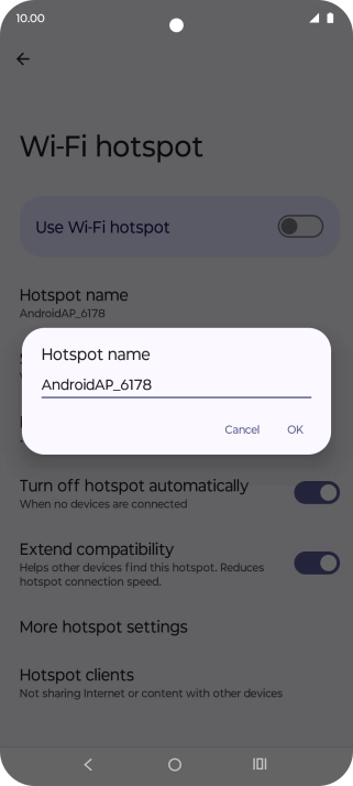 Key in the required Wi-Fi hotspot name and press OK.