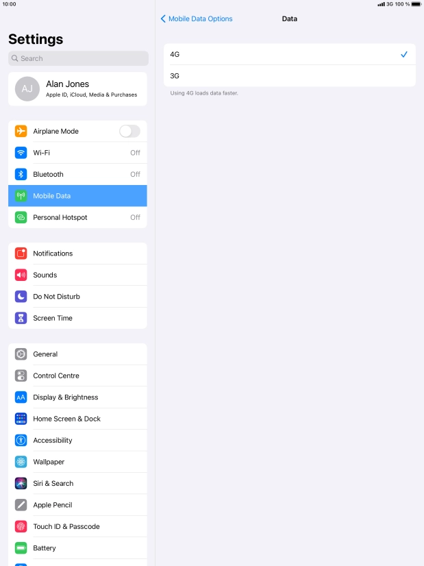 Press the required network mode.