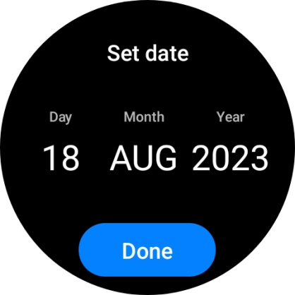 Slide your finger up or down on the screen to set the required date. Slide your finger up or down on the screen to set the required date.