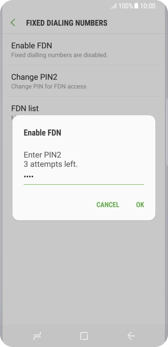 Key in your PIN2 and press OK. Key in your PIN2 and press OK.