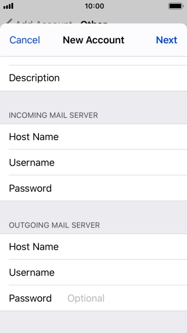 Press Password and key in the password for your email account. Please note that if you're using Vodafone's outgoing server, leave the password field empty. Press Password and key in the password for your email account. Please note that if you're using Vodafone's outgoing server, leave the password field empty.