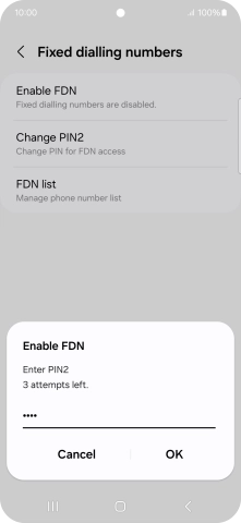 Key in your PIN2 and press OK.
