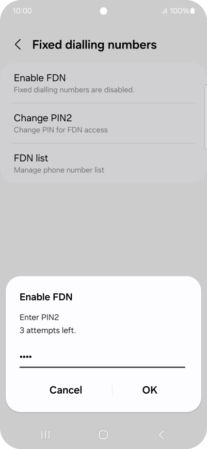 Key in your PIN2 and press OK.