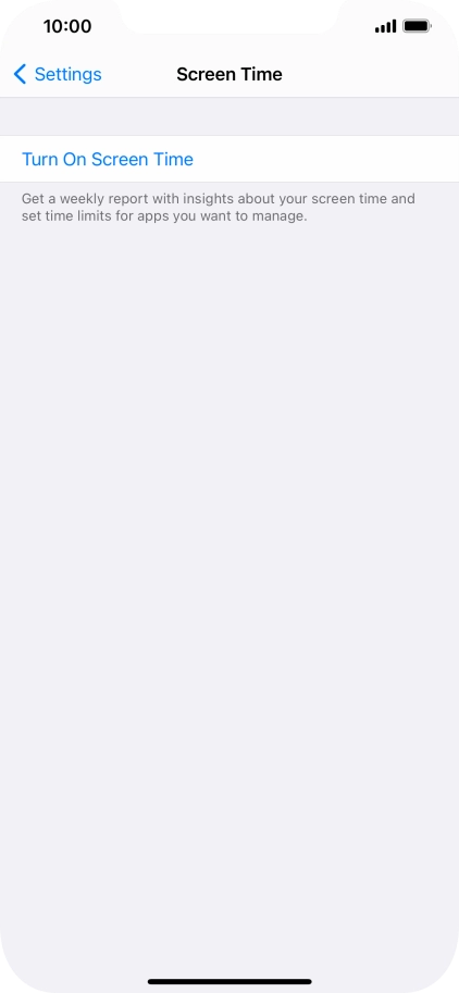 Press Turn On Screen Time.