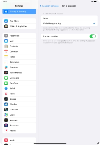 Press the required setting to turn the function on or off. Press the required setting to turn the function on or off.
