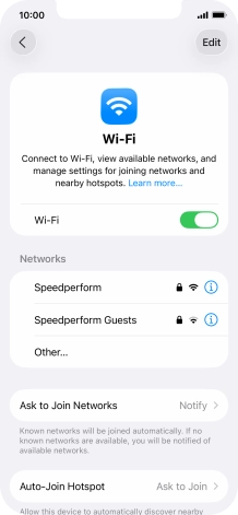 Press the required Wi-Fi network and key in the password for the Wi-Fi network.
