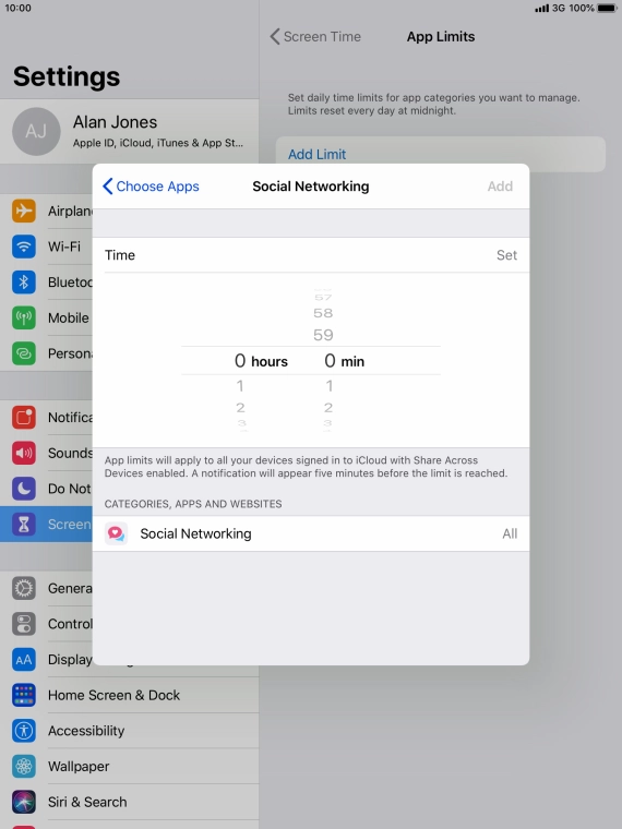 Set the required time limit for use of the selected category. Set the required time limit for use of the selected category.