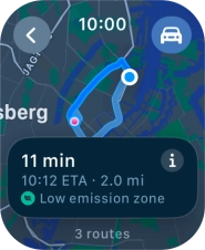Turn the Digital Crown to see the suggested routes. Turn the Digital Crown to see the suggested routes.