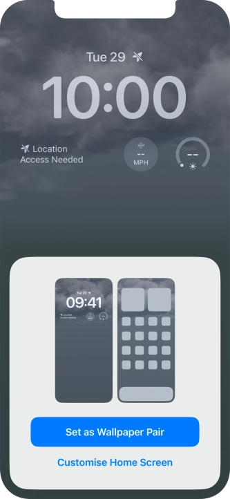 To use the same colour theme on the home screen, press Set as Wallpaper Pair. To use the same colour theme on the home screen, press Set as Wallpaper Pair.