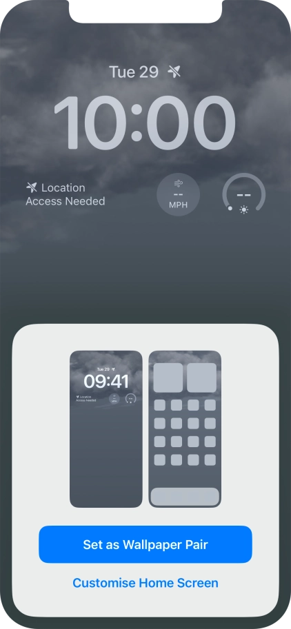 To use the same colour theme on the home screen, press Set as Wallpaper Pair. To use the same colour theme on the home screen, press Set as Wallpaper Pair.