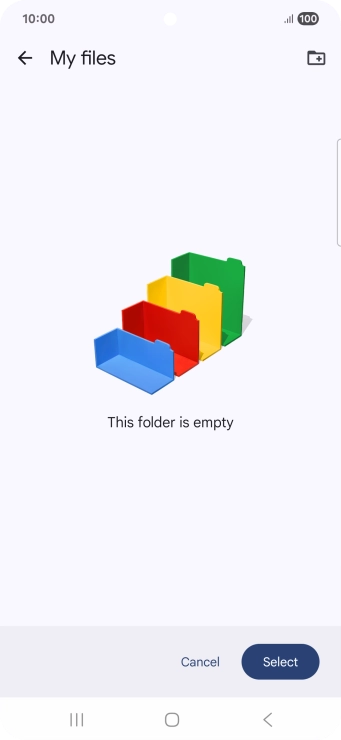 To create a new folder, press the new folder icon and follow the instructions on the screen to create a new folder.