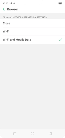 Press the required setting.