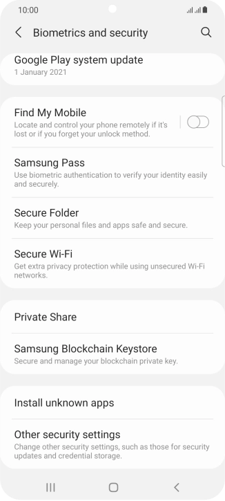 Press Other security settings. Press Other security settings.