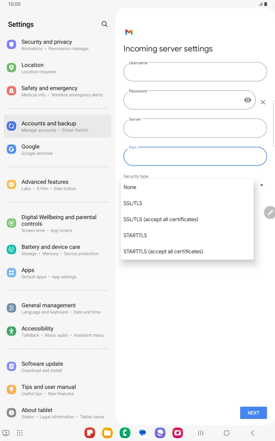 Press SSL/TLS.
