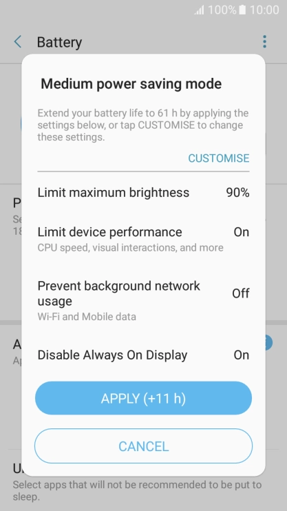 Press APPLY to turn on the function. Press APPLY to turn on the function.