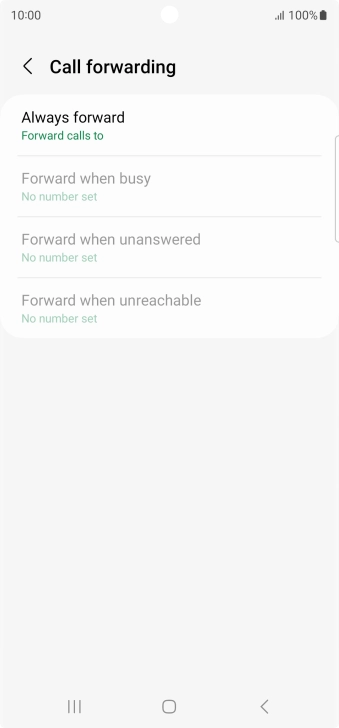 Press the required divert type. Press the required divert type.