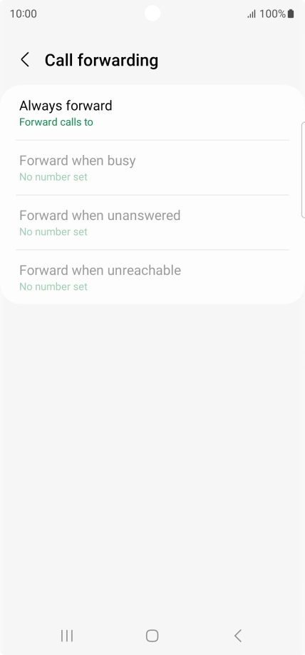 Press the required divert type. Press the required divert type.