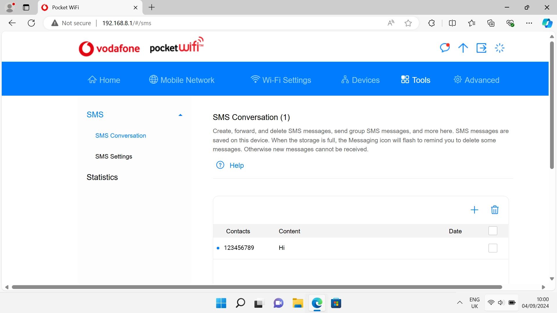 In Tools you can send and read text messages and more.