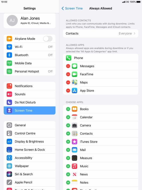 Press the remove icon next to the required app to remove it from the list of allowed apps during Downtime. Press the remove icon next to the required app to remove it from the list of allowed apps during Downtime.