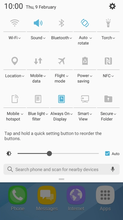 Press Flight mode to turn the function on or off.