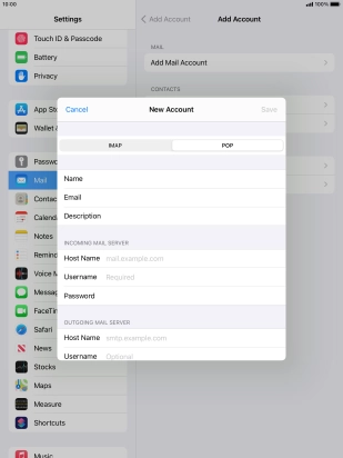 Press Host Name and key in the name of your email provider's incoming server.
