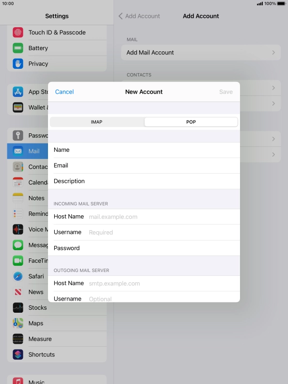 Press Host Name and key in the name of your email provider's incoming server.