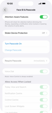 Press Turn Passcode On and key in a phone lock code of your own choice twice.