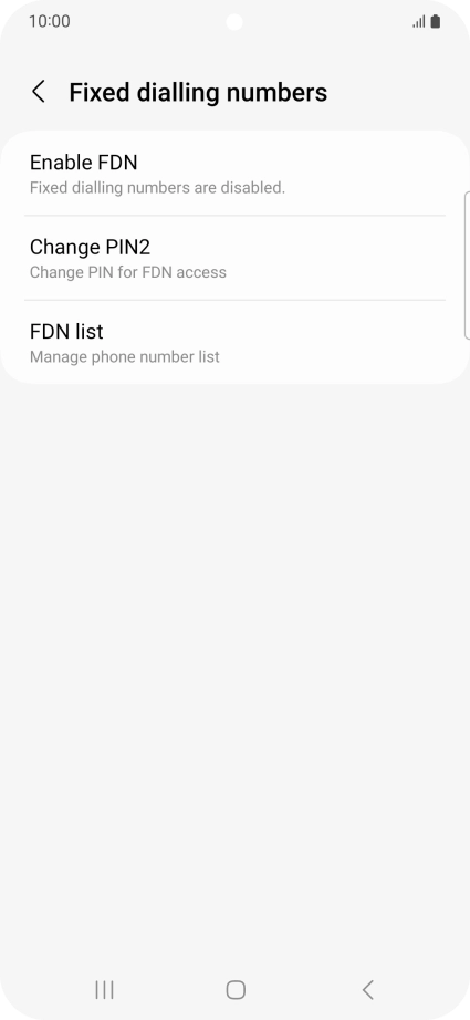 Press Enable FDN. Press Enable FDN.