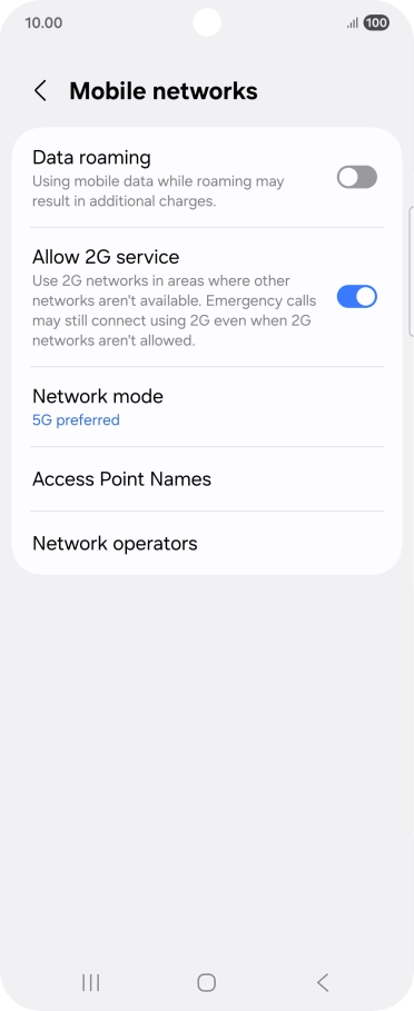 Press Network mode.