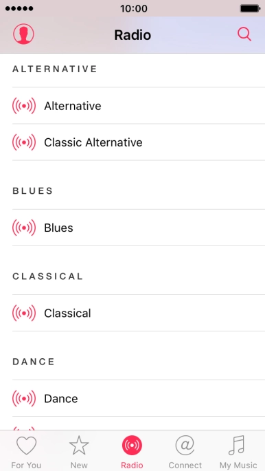 Press the required radio channel to start playback of other streaming radio channels.