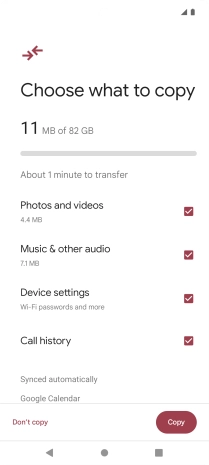 Press the fields next to the required data types. Press the fields next to the required data types.