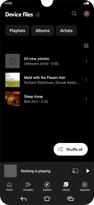 Press the required audio file.