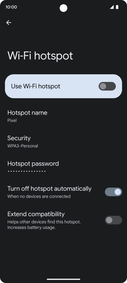Press Hotspot password and key in the required password. Press Hotspot password and key in the required password.