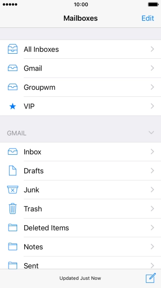 Press the required email account.