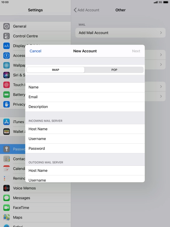 Press IMAP. Press IMAP.
