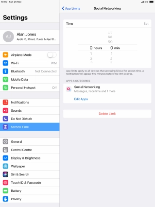 Set the required time limit for use of the selected category. Set the required time limit for use of the selected category.