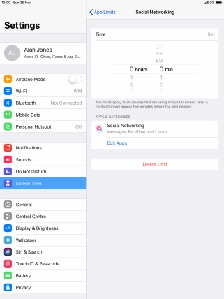 Set the required time limit for use of the selected category. Set the required time limit for use of the selected category.