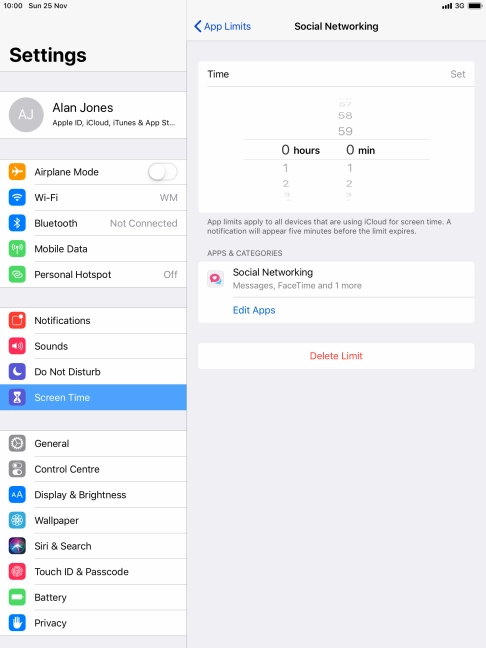 Set the required time limit for use of the selected category. Set the required time limit for use of the selected category.