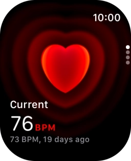 Your current heart rate is displayed below Current. Your current heart rate is displayed below Current.