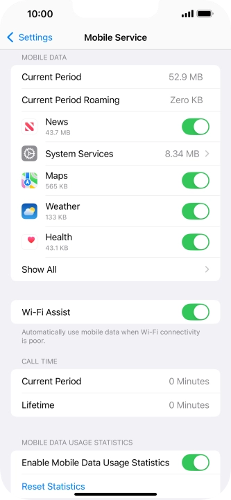 The total data usage is displayed next to Current Period. The total data usage is displayed next to Current Period.