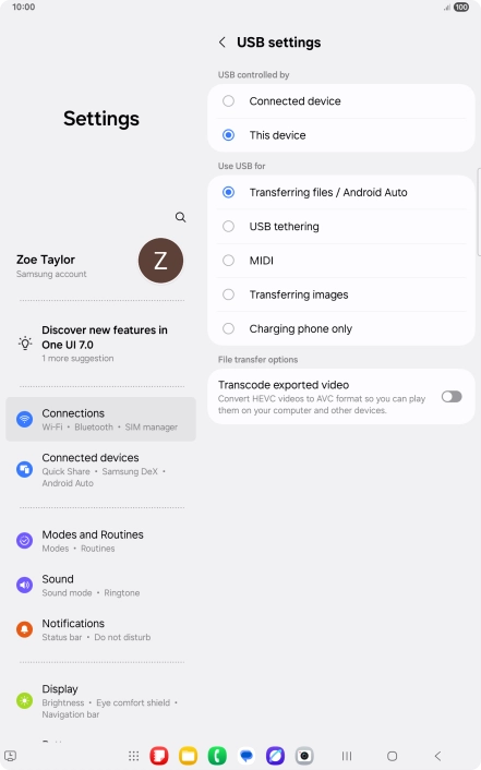 Press Transferring files / Android Auto. Press Transferring files / Android Auto.