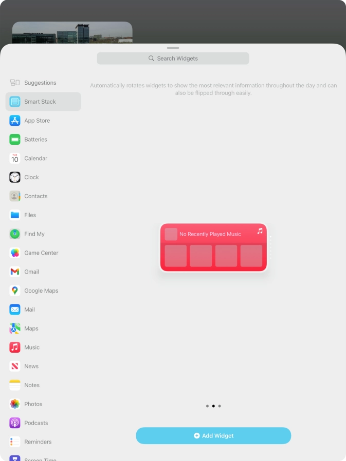 Press Add Widget.