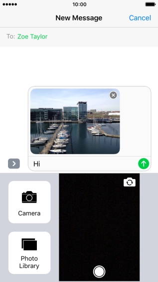 Press the send icon when you've finished your picture message.