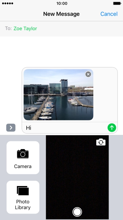 Press the send icon when you've finished your picture message.