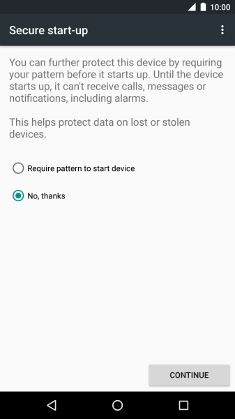 Press the required setting.