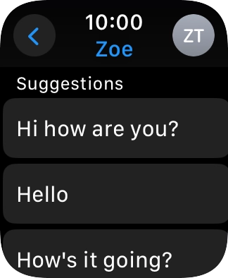 Press the required quick reply. Press the required quick reply.