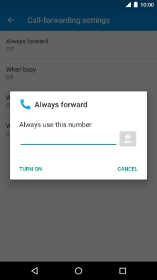 Key in +61414121121 and press TURN ON. Key in +61414121121 and press TURN ON.