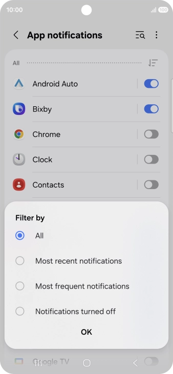 Press the required setting. Press the required setting.