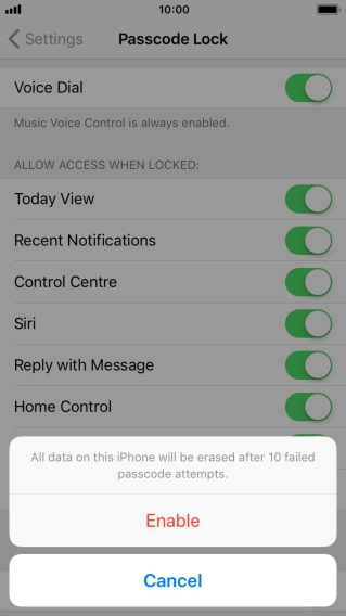 If you turn on the function, press Enable.