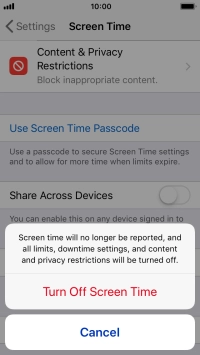 Press Turn Off Screen Time. Press Turn Off Screen Time.